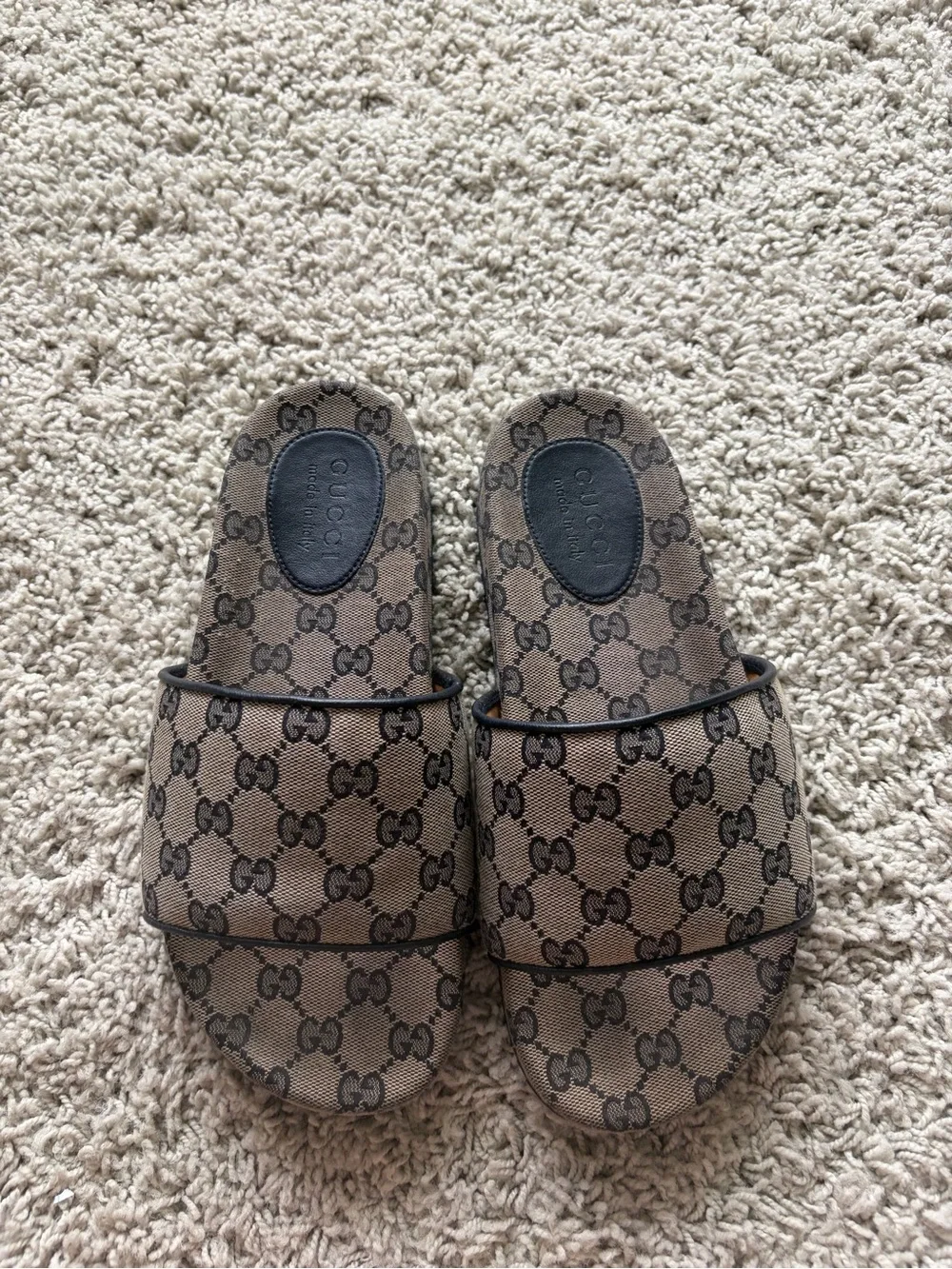GG Supreme Monogram Slide Sandals